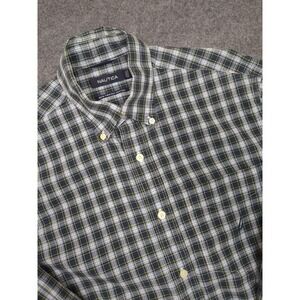 Nautica‎ Mens Shirt Small Plaid Button Down Long Sleeve 80s Two Ply Cotton